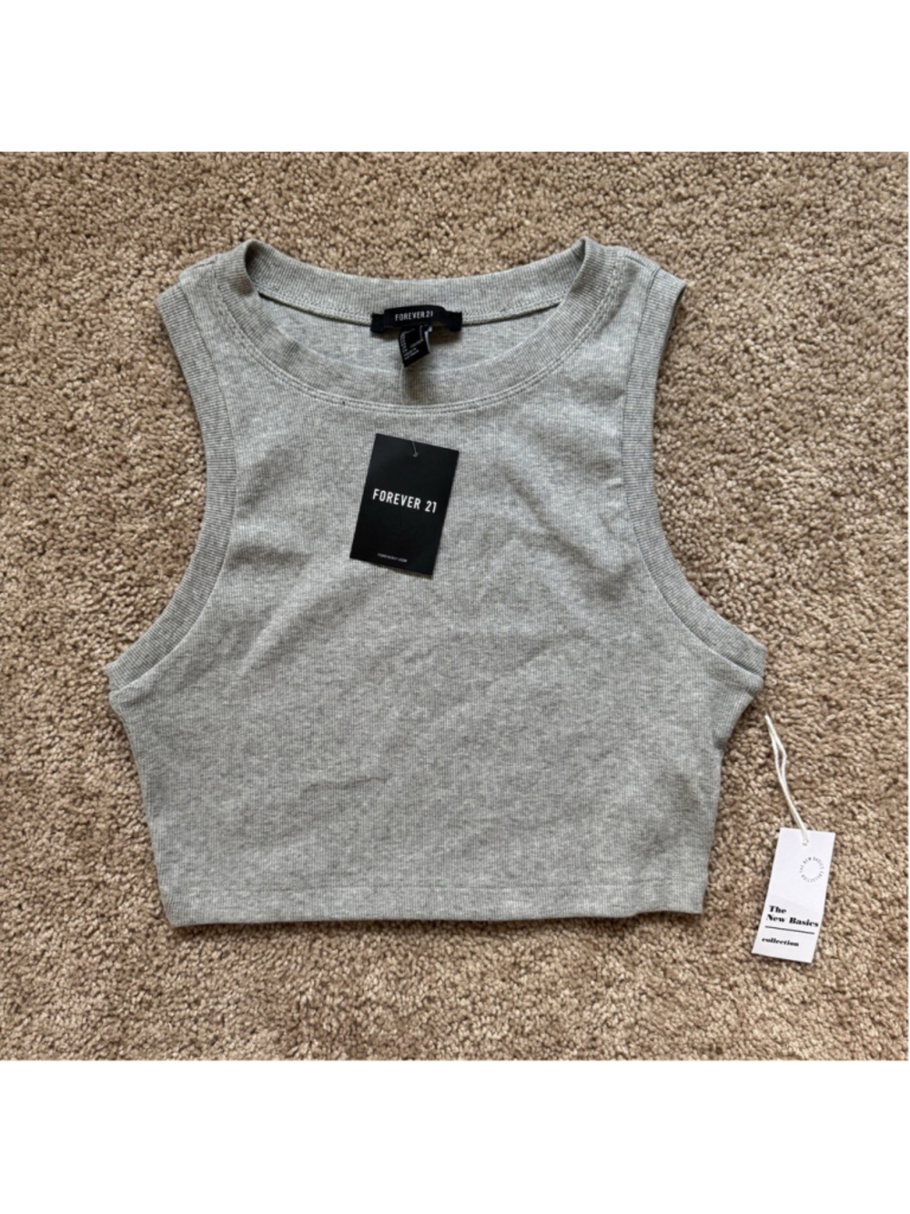 Forever 21 Womens Sleeveless Stretch Cropped Tank Top Gray Size L